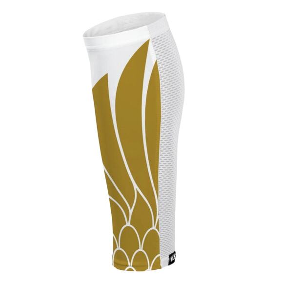 Sleefs Icarus White Gold Pro Calf Sleeve (Single) in White/Gold, Size S/M - Picture 1 of 2